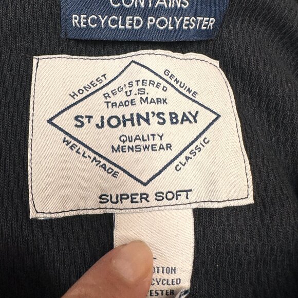 St John’s Bay Men’s Black Long Sleeve Henley Shirt Size L Super Soft Casual Top - Picture 4 of 11
